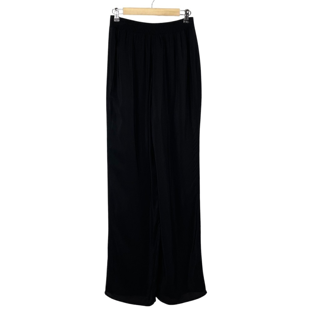 Good American Black Semi Sheer Wide Leg Pants Size 2